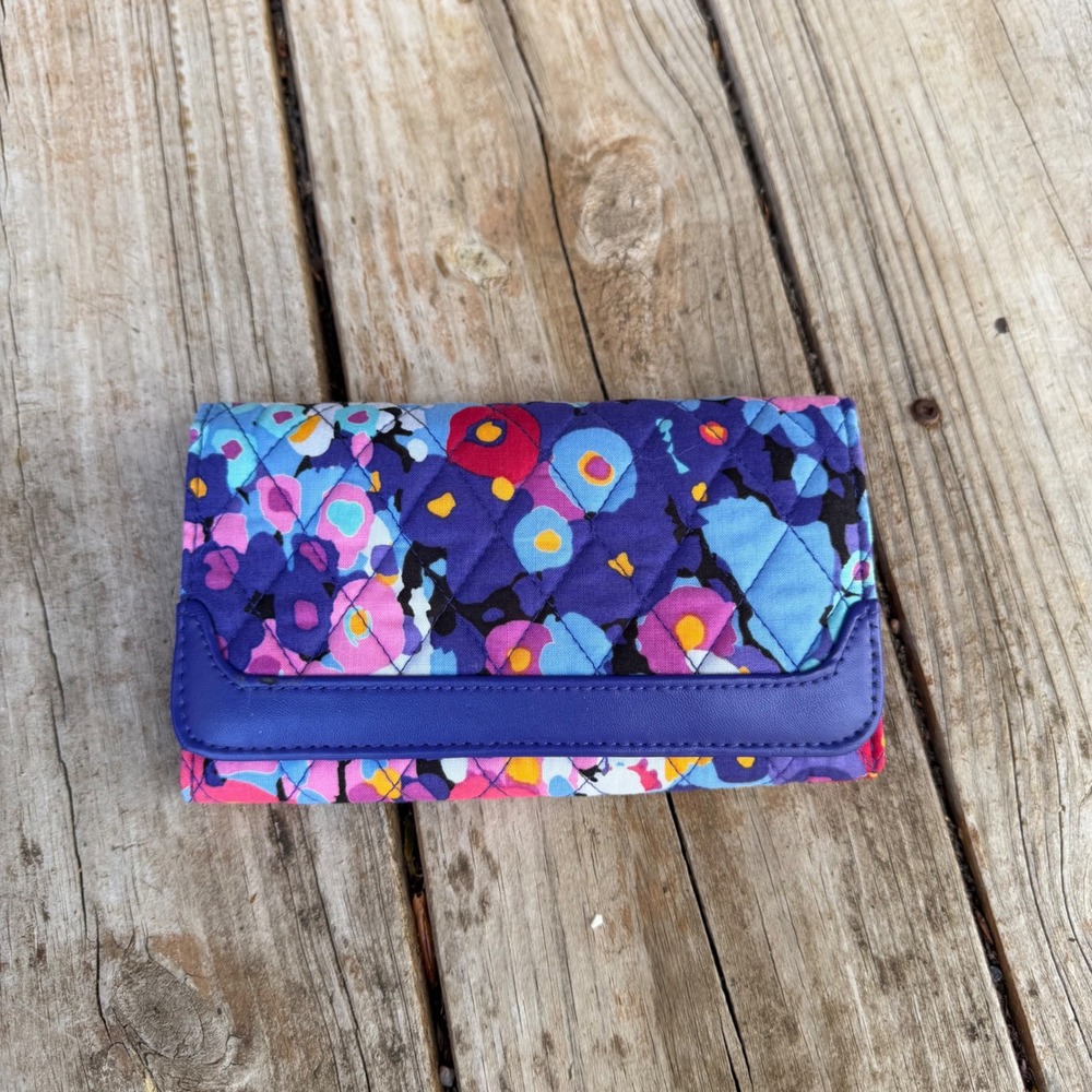 Vera Bradley Sleek & Chic Wallet‎ Women Purple Impressionista Floral NWT